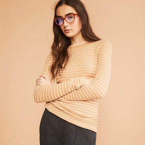 Lou & Grey Striped Casual Crewneck Knit Long Sleeve Pullover Sweater (NWT) - Picture 1 of 4